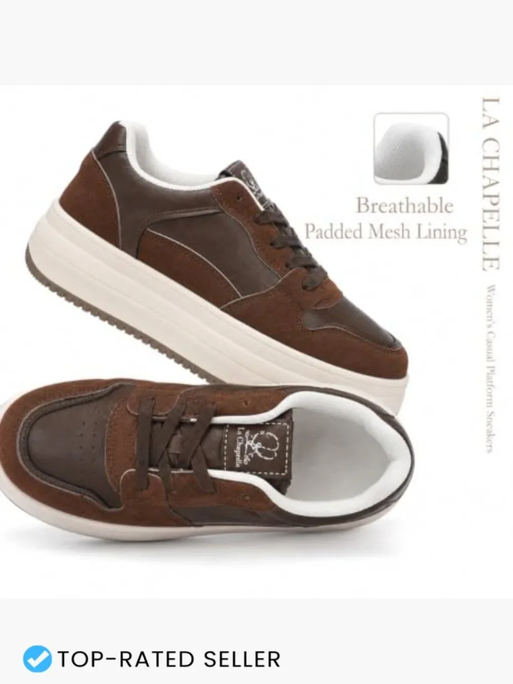 Women's Platform Sneakers Chunky Casual Walking Shoes Lace-Up Lightweight Comfy